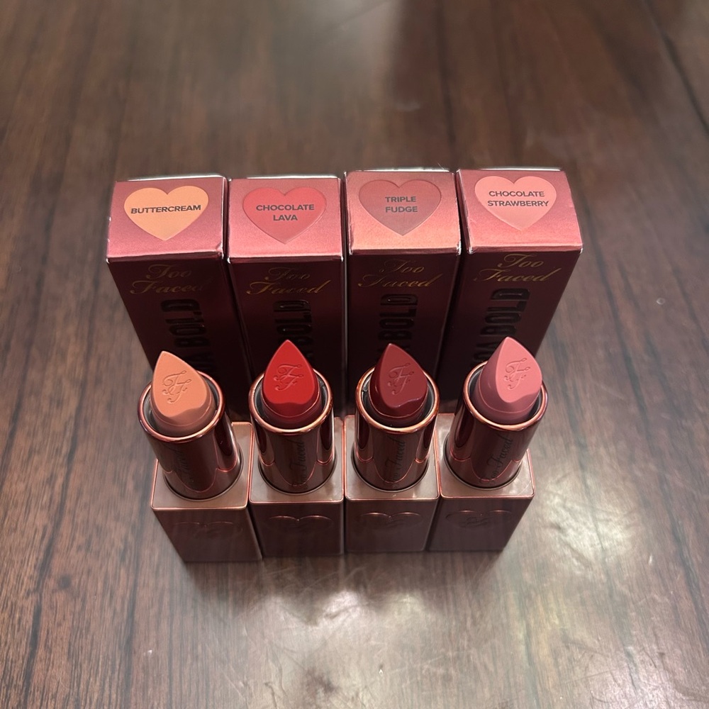 NEW Too Faced cream lipstick set of 4 NIB lipsticks - Picture 2 of 4